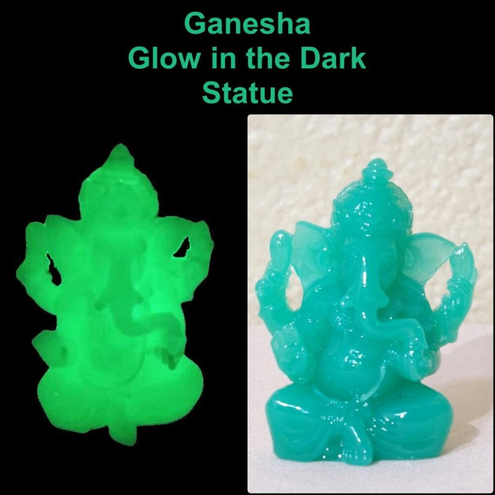 GANESH*GLOW in the DARK*STATUE-Jade Green Color-Shiva-Figurine-Gift New Beginnin - Picture 1 of 6